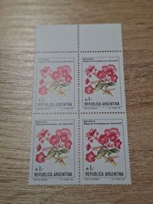 Argentina 1985 Block of Four "Begonia", MNH, Scott 1524 - free standard postage