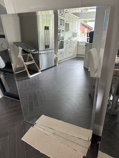 Large Frameless Bevelled Wall Mirror