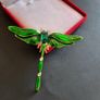 Green Crystal & Enamel Dragonfly Brooch Shawl Pin Badge Insect Fly Bug Vintage Styl Image 4