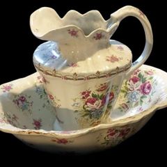 Antique Victorian Ceramic Wash Jug & Basin Set