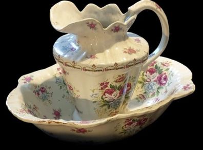 Antique Victorian Ceramic Wash Jug & Basin Set