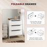 Chest of Drawers, Dresser with 3 Fabric Drawers and Aluminium Handles - White Image 5
