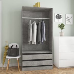 Wardrobe Concrete Grey 100x50x200 cm Chipboard