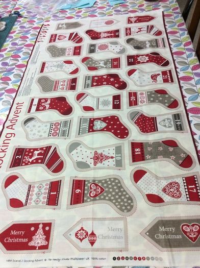 Advent Calendar Bunting fabric panel