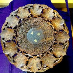 Wood carved folding stool