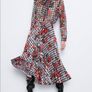 Zara Multicoloured Houndstooth & Floral Print Pleated Flowing Midi Skirt  Xs Image 4