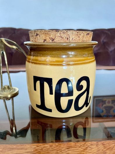 TG Green Granville Range TEA Jar Original Cork Lid Vintage Kitchen Storage 1970s