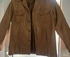 Mens Vintage 1970's style Aviatrix Tan Leather Reefer/Safari style Jacket