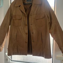Mens Vintage 1970's style Aviatrix Tan Leather Reefer/Safari style Jacket