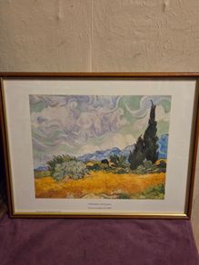 "A Wheatfield, with Cypresses" By Vincent Van Gogh - Framed print