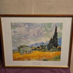 "A Wheatfield, with Cypresses" By Vincent Van Gogh - Framed print