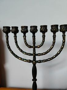 Vintage Metal Menorah Candle Holder  33 cm