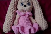 Crochet bunny with pink dress