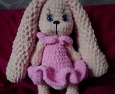 Crochet bunny with pink dress