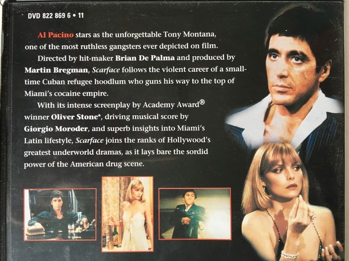 Scarface (Brian De Palma Film) [1983] Al Pacino, Steven Bauer, Michelle Pfeiffer, Mary Elizabeth Mastrantonio & F. Murray Abraham [1xMovie DVD]