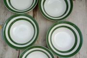 TG Green bowls, Cornishware bowls, green stripe, Clover Leaf