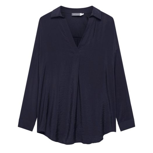 Mint Velvet Navy Open Neck "Throw On" Blouse Shirt