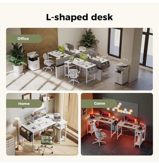 Small L Shaped Desk with Power Outlets,100 cm L Computer Corner Desks