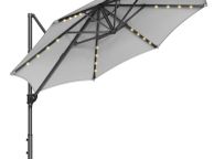 main image for ad Parasol, Cantilever Parasol, 300 cm, 28 Solar LED Lights, UPF 50 Garden Umbrella, 360 Rotatable, Tilt Angle Infinitely Adjustable, with Crank, Cross Base,