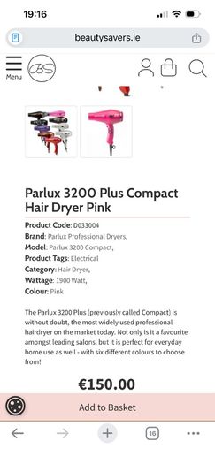 Paralux 3200 Plus Pink Hairdryer
