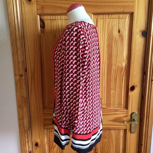Next Ladies red black and cream blouse top Uk 16 postage included