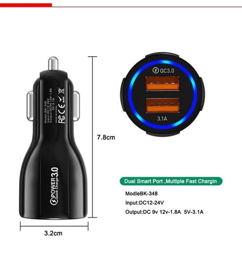 Car Charger USB C Lighter USB Charger, 2 Ports Car Charger Mobile Phone, Quick Charge PD Ports and QC 3.0 Compatible with iPhone13, iPad Samsung Galaxy,Huawei, Xiaomi, Tablet