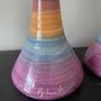 Set of Two beautiful tall coloured ceramic signed candle holders Image 2