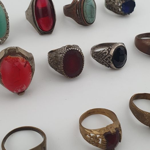 Heritage Antique Brass Jewellery Collection of 15 Mixed Rings