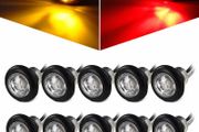 5x Round mini LED distance and side marker lights, 1.9 cm (3/4 inch), clear lens, grommet with sealed plug, 1.9 cm (3/4 inch), LED marker lights for vans van trucks pickup trucks, waterproof, 12 V Red Yellow Amber
