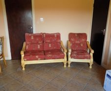 Pine two-seater sofa and Matching Armchair
