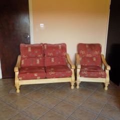 Pine two-seater sofa and Matching Armchair