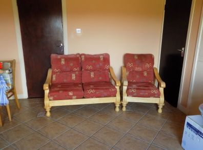 Pine two-seater sofa and Matching Armchair