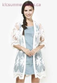 White lace long line cardigan size UK6/8 EU34/36 Postage included