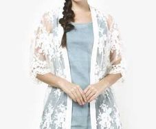 White lace long line cardigan size UK6/8 EU34/36 Postage included