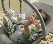 Baby Rocker, 0 2 years, Lightweight (2.7 kg), Ultra-Flat Folding, Adjustable Backrest, Removable Toy Arch, 3-point Harness, Stationary Mode, Tinted Graphite