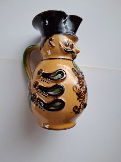 1970's Pottery hand painted Bicentennial wine Toby jug 16oz Hungary