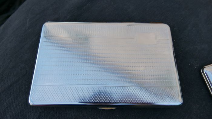 1960's Kincraft Vintage Chrome Metal Cigarette Case, Art Deco Engine Turned Design, Made In England