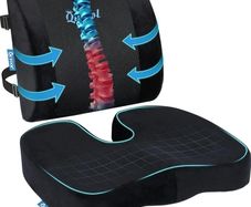 Office Chair Cushion and Lumbar Support Cushion, Back Support for Office Chair, Non-Slip Seat Cushion & Back Pillow for Sitting Breathable Chair Cushion for Gaming, Home & Wheelchair
