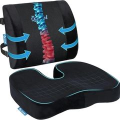Office Chair Cushion and Lumbar Support Cushion, Back Support for Office Chair, Non-Slip Seat Cushion & Back Pillow for Sitting Breathable Chair Cushion for Gaming, Home & Wheelchair