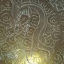 A Decorative Antique Large Hand-Engraved Chinese Dragon Brass Tray, featuring intricate hand-engraved dragon motifs and hand-chased patterns around the edges Image 3