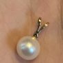 Small pearl pendant or charm with solid yellow 14k gold and a tiny diamond (real) not lab grown Image 5
