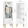 BRAND NEW Bookshelf Storage Unit 4 Cubes Wooden Free Standing Cabinet Display Shelves Organize with Door Legs White for Home and Office Image 2