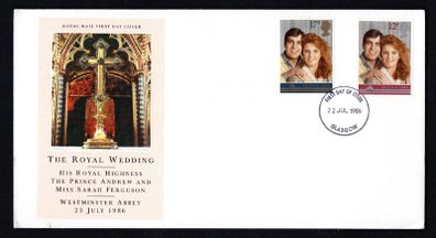 1986 Great Britain Royal Wedding of Prince Andrew and Miss Sarah Ferguson Commemorative Stamps First Day Cover (FDC)
