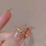 18k Gold Plated Stainless Steel & Cubic Zirconia Stackable Ring Image 4