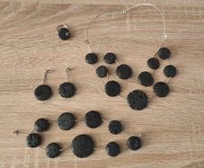 Lava stone jewelry set of necklace, bracelet, earrings and ring