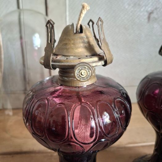 Pair of Cranberry Glass Lamps