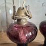 Pair of Cranberry Glass Lamps Image 2
