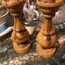 Hand turned wooden candle sticks free postage Image 2