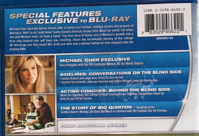 The Blind Side [2009] Quinton Aaron, Sandra Bullock, Tim McGraw, Kathy Bates & Lily Collins [Blu-ray Movie] Academy Award Winner
