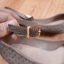 Clarks Mauve Taupe Suede Studded Ankle Strap Block Heels Image 8